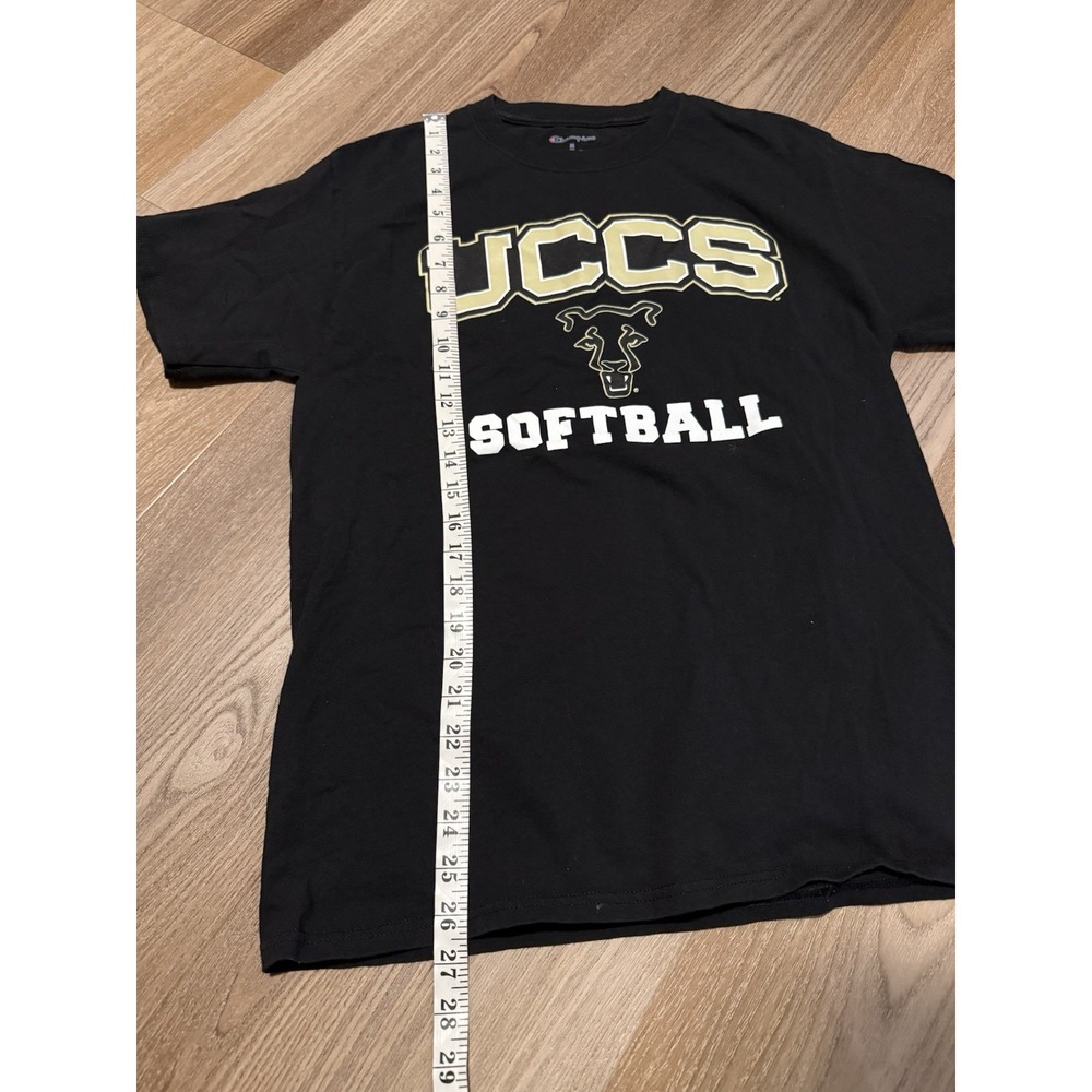 Champion T Shirt Mens Medium Black UCCS Softball Short Sleeve Graphic Tee - Picture 3 of 5